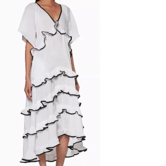 strapless open back dress Rhode Pia Puff Sleeve Mini Dress White/Multi Printed Cotton Size Large
